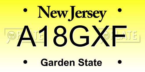 A18GXF New Jersey License Plate