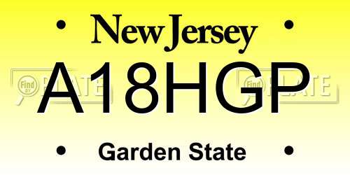 A18HGP New Jersey License Plate