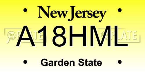 A18HML New Jersey License Plate