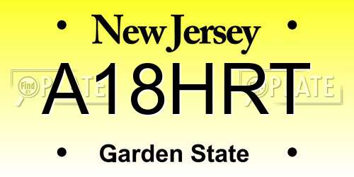 A18HRT New Jersey License Plate