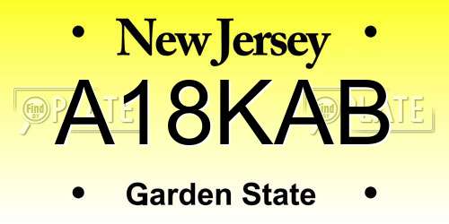 A18KAB New Jersey License Plate