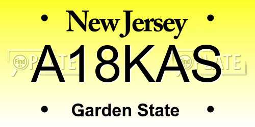 A18KAS New Jersey License Plate