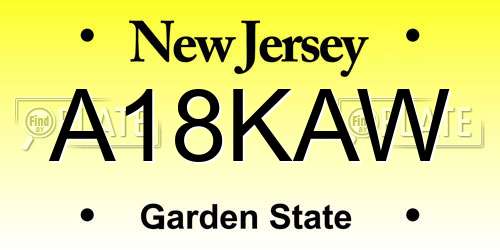 A18KAW New Jersey License Plate