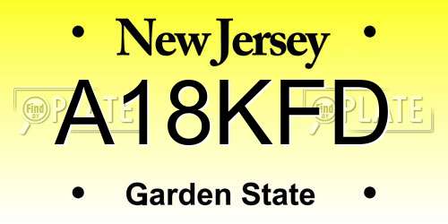 A18KFD New Jersey License Plate