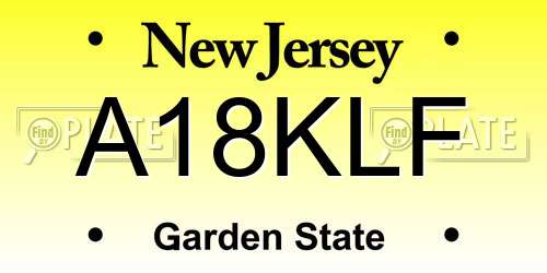 A18KLF New Jersey License Plate