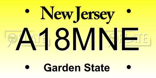 A18MNE New Jersey License Plate