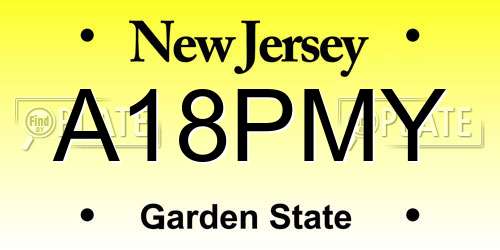 A18PMY New Jersey License Plate