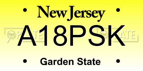 A18PSK New Jersey License Plate