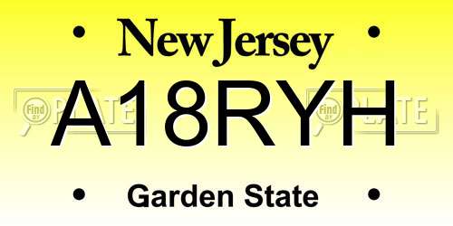 A18RYH New Jersey License Plate