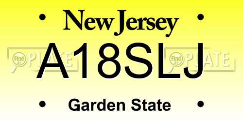 A18SLJ New Jersey License Plate