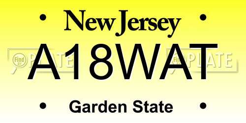 A18WAT New Jersey License Plate
