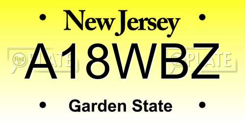 A18WBZ New Jersey License Plate