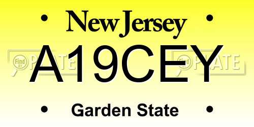 A19CEY New Jersey License Plate