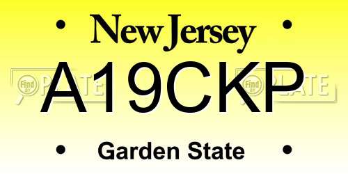 A19CKP New Jersey License Plate