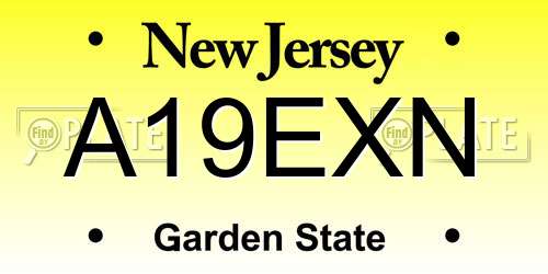 A19EXN New Jersey License Plate