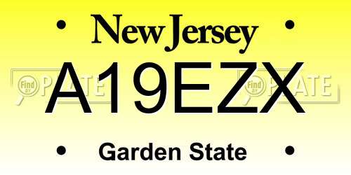 A19EZX New Jersey License Plate