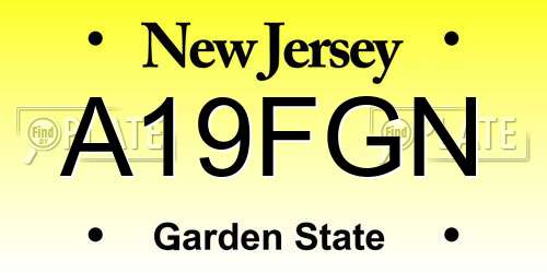 A19FGN New Jersey License Plate