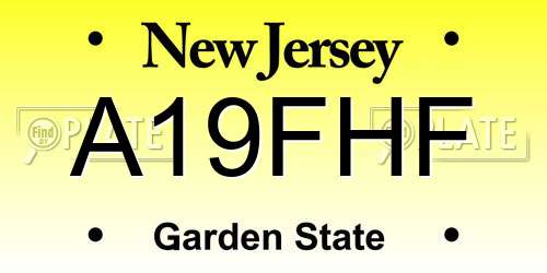 A19FHF New Jersey License Plate