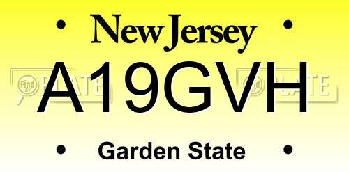 A19GVH New Jersey License Plate