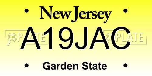 A19JAC New Jersey License Plate