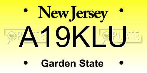 A19KLU New Jersey License Plate