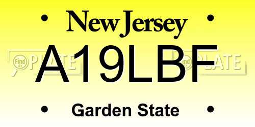 A19LBF New Jersey License Plate