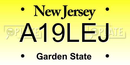 A19LEJ New Jersey License Plate