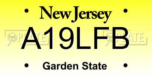 A19LFB New Jersey License Plate