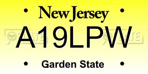 A19LPW New Jersey License Plate