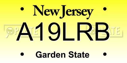 A19LRB New Jersey License Plate