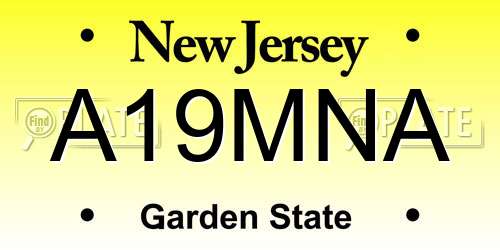 A19MNA New Jersey License Plate