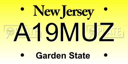 A19MUZ New Jersey License Plate
