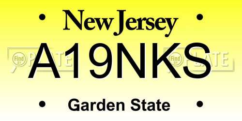 A19NKS New Jersey License Plate