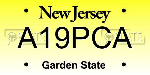 A19PCA New Jersey License Plate
