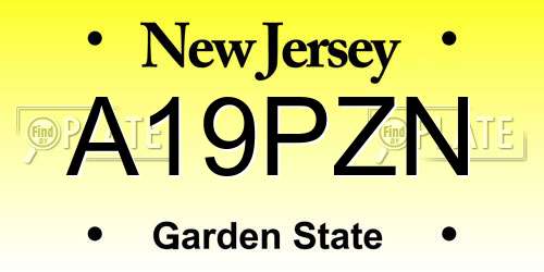 A19PZN New Jersey License Plate