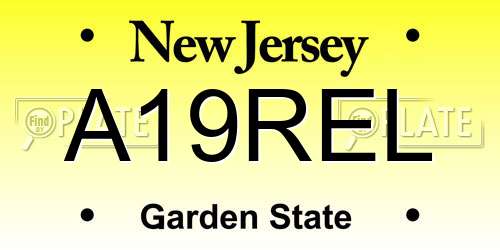 A19REL New Jersey License Plate