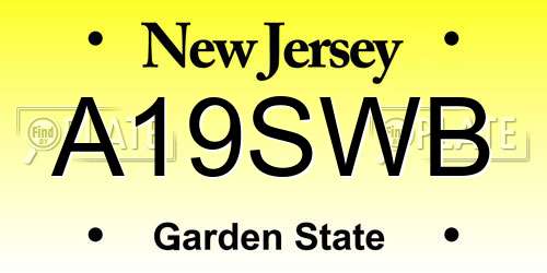 A19SWB New Jersey License Plate