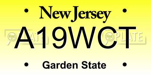 A19WCT New Jersey License Plate