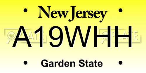 A19WHH New Jersey License Plate