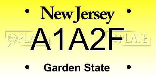 A1A2F New Jersey License Plate