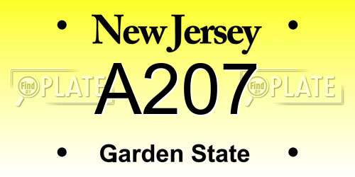 A207 New Jersey License Plate