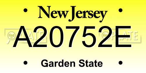 A20752E New Jersey License Plate