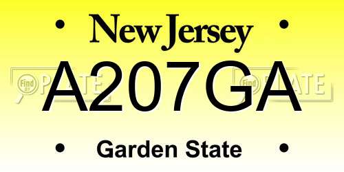 A207GA New Jersey License Plate