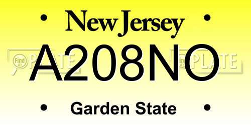 A208NO New Jersey License Plate