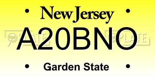 A20BNO New Jersey License Plate