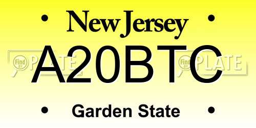 A20BTC New Jersey License Plate