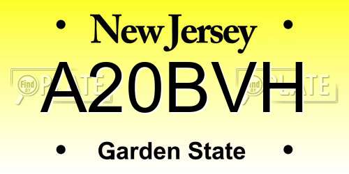 A20BVH New Jersey License Plate