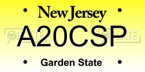 A20CSP New Jersey License Plate