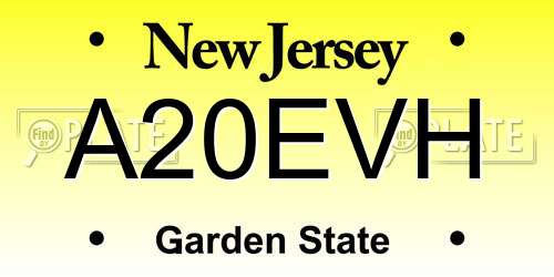A20EVH New Jersey License Plate