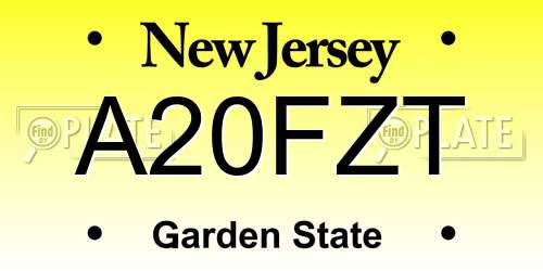 A20FZT New Jersey License Plate